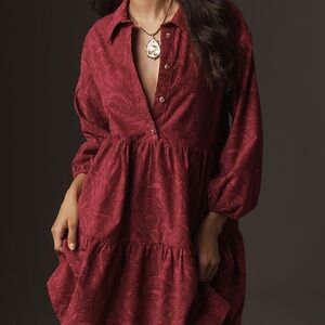 Maeve Bettina Anthropologie Burgundy Dress Plus Size 2X New Cotton SOLD OUT RARE
